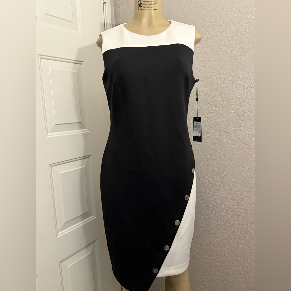 Tommy Hilfiger Black and White Strapless Dress